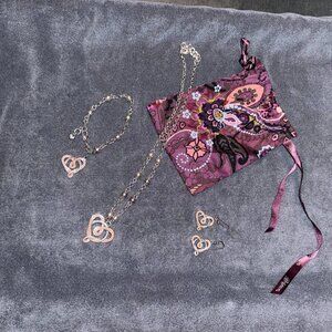 Brighton SAUSALITO HEART PINK Silver Circle Intertwined SET